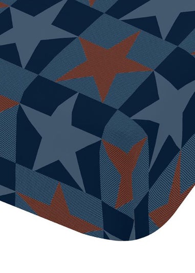 Catherine Lansfield Stars And Check Fitted Sheet Blue