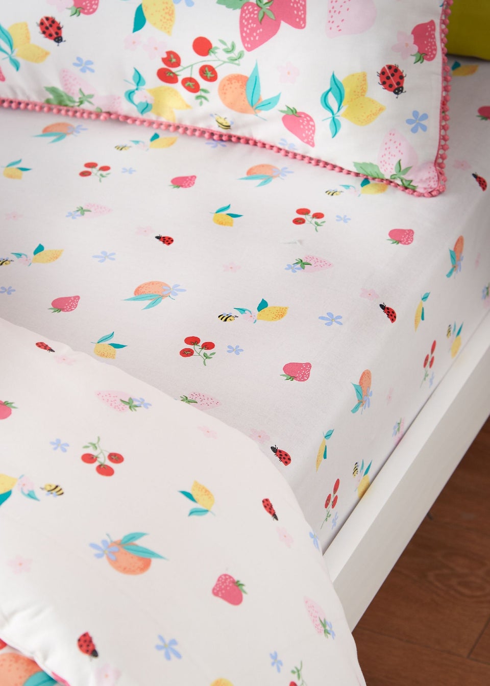 Catherine Lansfield Fruity Friends Fitted Sheet Bright