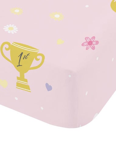 Catherine Lansfield Happy Horses Fitted Sheet Pink