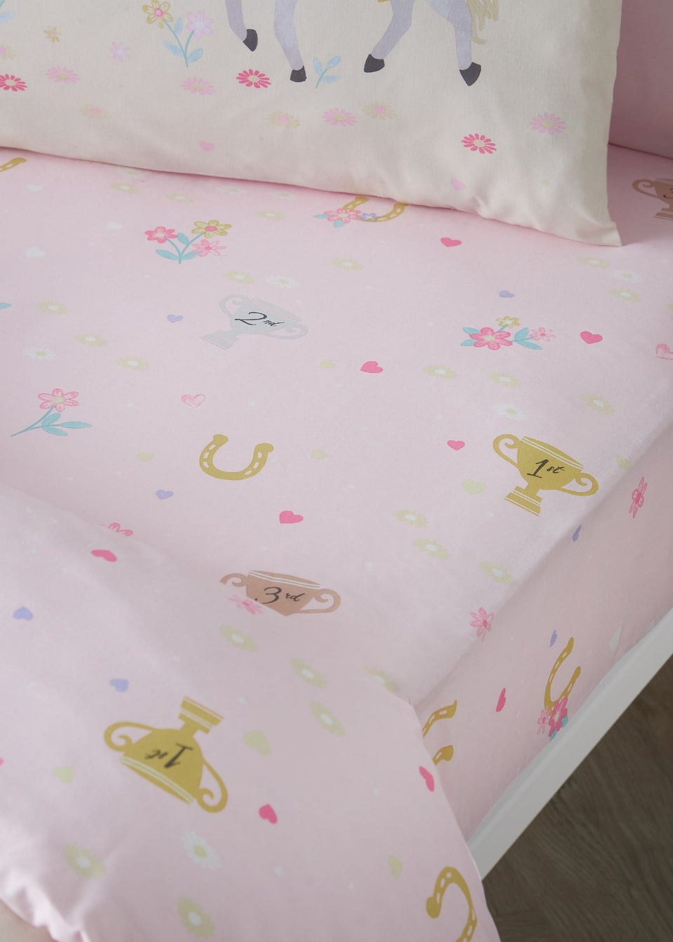 Catherine Lansfield Happy Horses Fitted Sheet Pink