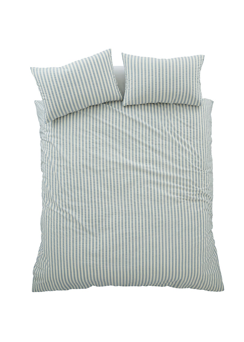 Pineapple Elephant Cotton Rich Woven Stripe Duvet Cover Set Blue