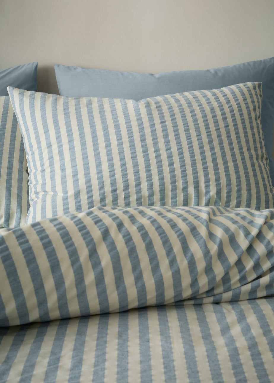 Pineapple Elephant Cotton Rich Woven Stripe Duvet Cover Set Blue