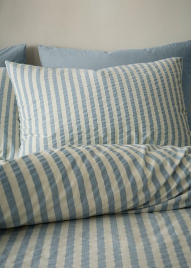 Pineapple Elephant Cotton Rich Woven Stripe Duvet Cover Set Blue