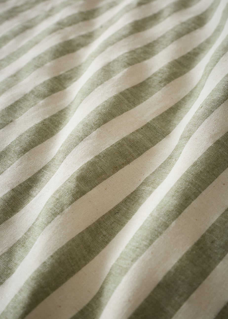 Pineapple Elephant Cotton Rich Woven Stripe Duvet Cover Set Green