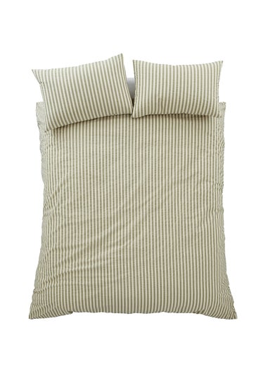 Pineapple Elephant Cotton Rich Woven Stripe Duvet Cover Set Green