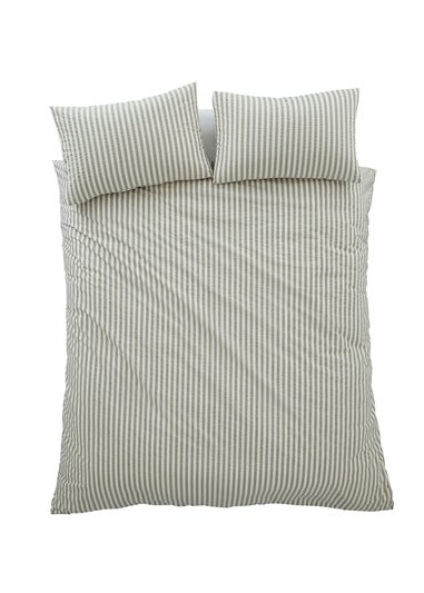 Pineapple Elephant Cotton Rich Woven Stripe Duvet Cover Set Grey