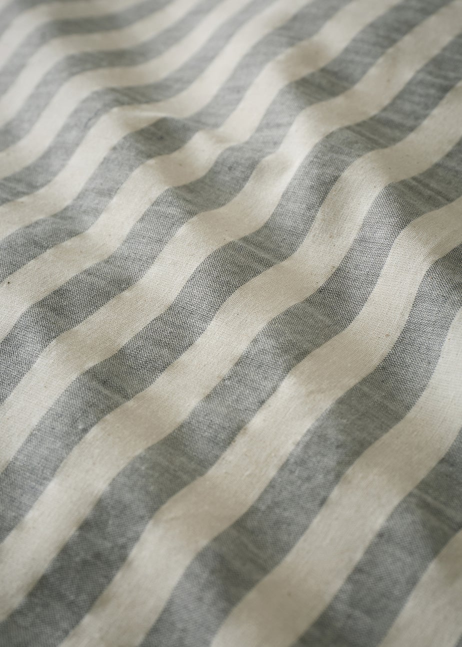 Pineapple Elephant Cotton Rich Woven Stripe Duvet Cover Set Grey