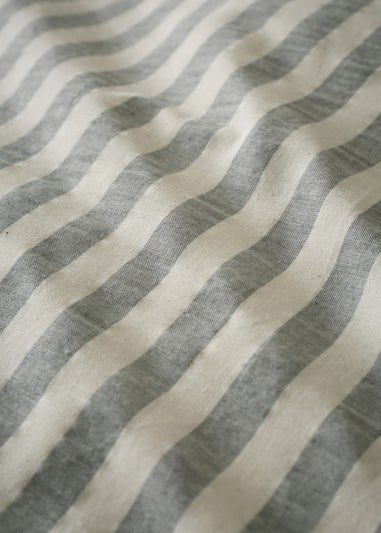 Pineapple Elephant Cotton Rich Woven Stripe Duvet Cover Set Grey