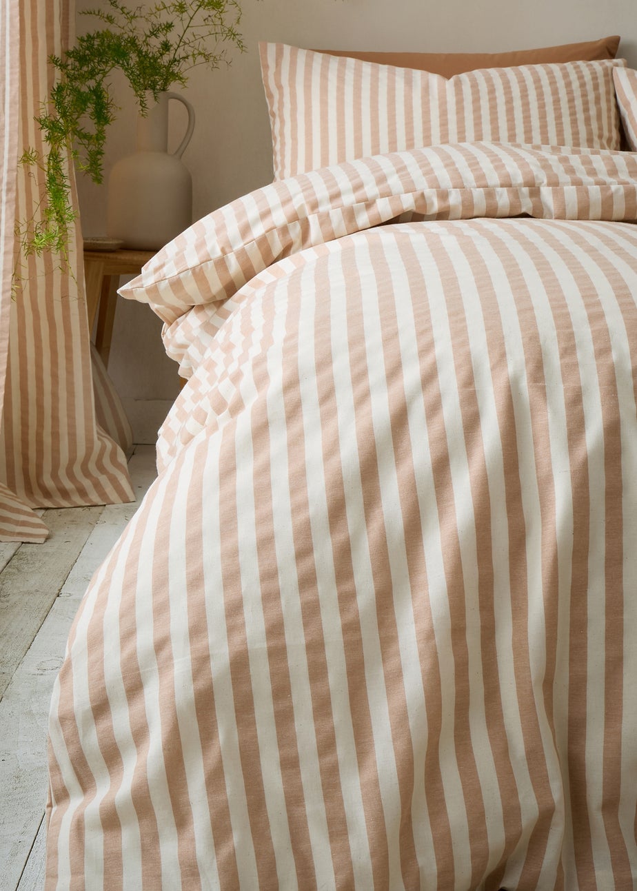 Pineapple Elephant Cotton Rich Woven Stripe Duvet Cover Set Clay