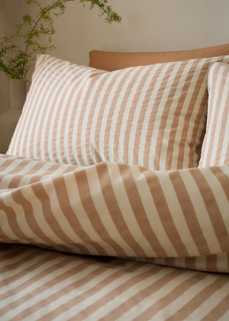 Pineapple Elephant Cotton Rich Woven Stripe Duvet Cover Set Clay