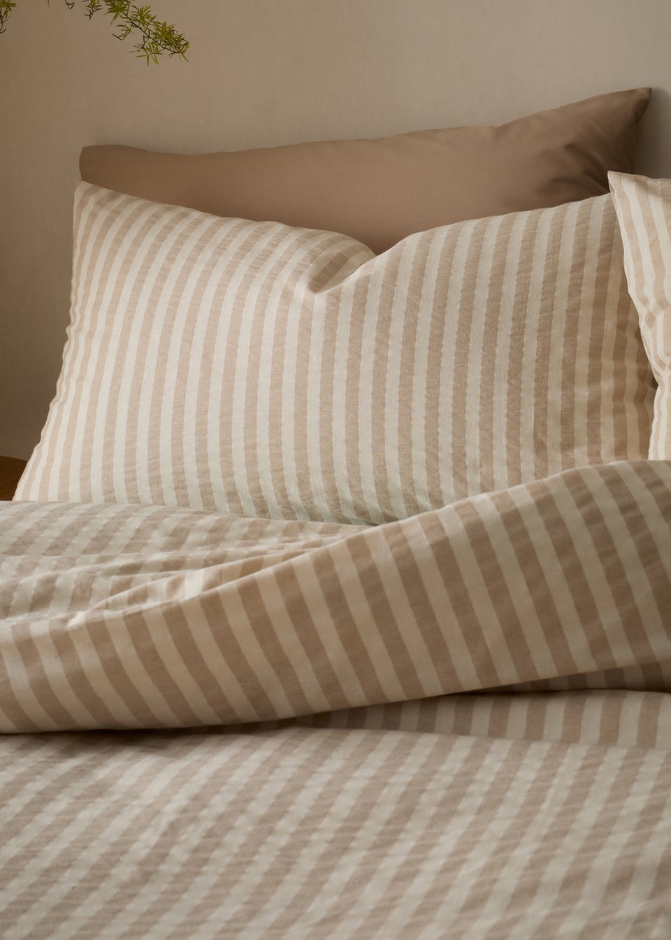 Pineapple Elephant Cotton Rich Woven Stripe Duvet Cover Set Natural