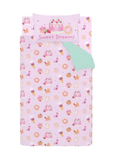 Catherine Lansfield Sweet Treats Reversible Duvet Cover Set Pink