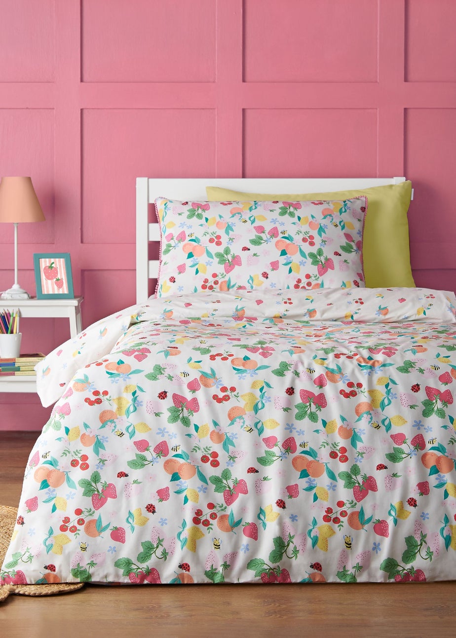Catherine Lansfield Fruity Friends Reversible Duvet Cover Set Bright