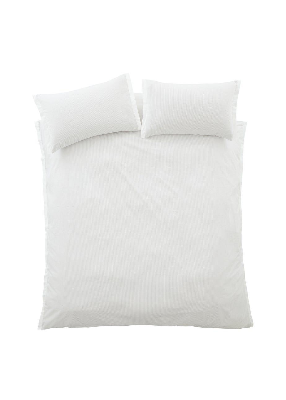 Bianca Fine Linens Seersucker Woven Stripe 180 Thread Count Cotton Duvet Cover Set Grey