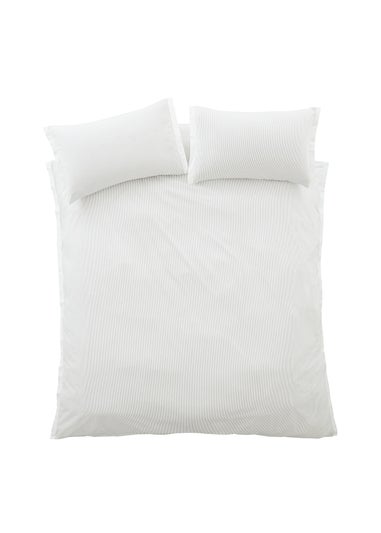 Bianca Fine Linens Seersucker Woven Stripe 180 Thread Count Cotton Duvet Cover Set Grey