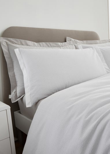 Bianca Fine Linens Seersucker Woven Stripe 180 Thread Count Cotton Duvet Cover Set Grey