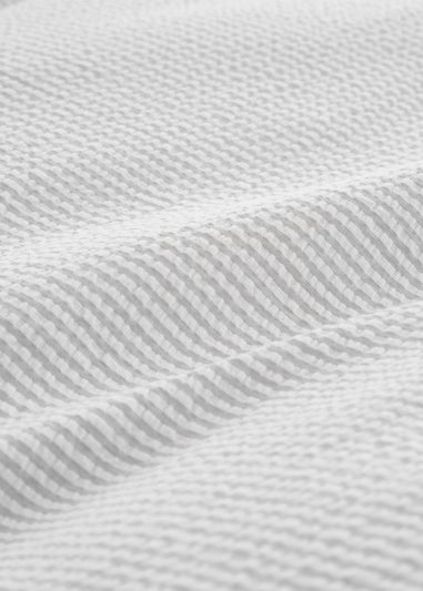 Bianca Fine Linens Seersucker Woven Stripe 180 Thread Count Cotton Duvet Cover Set Grey