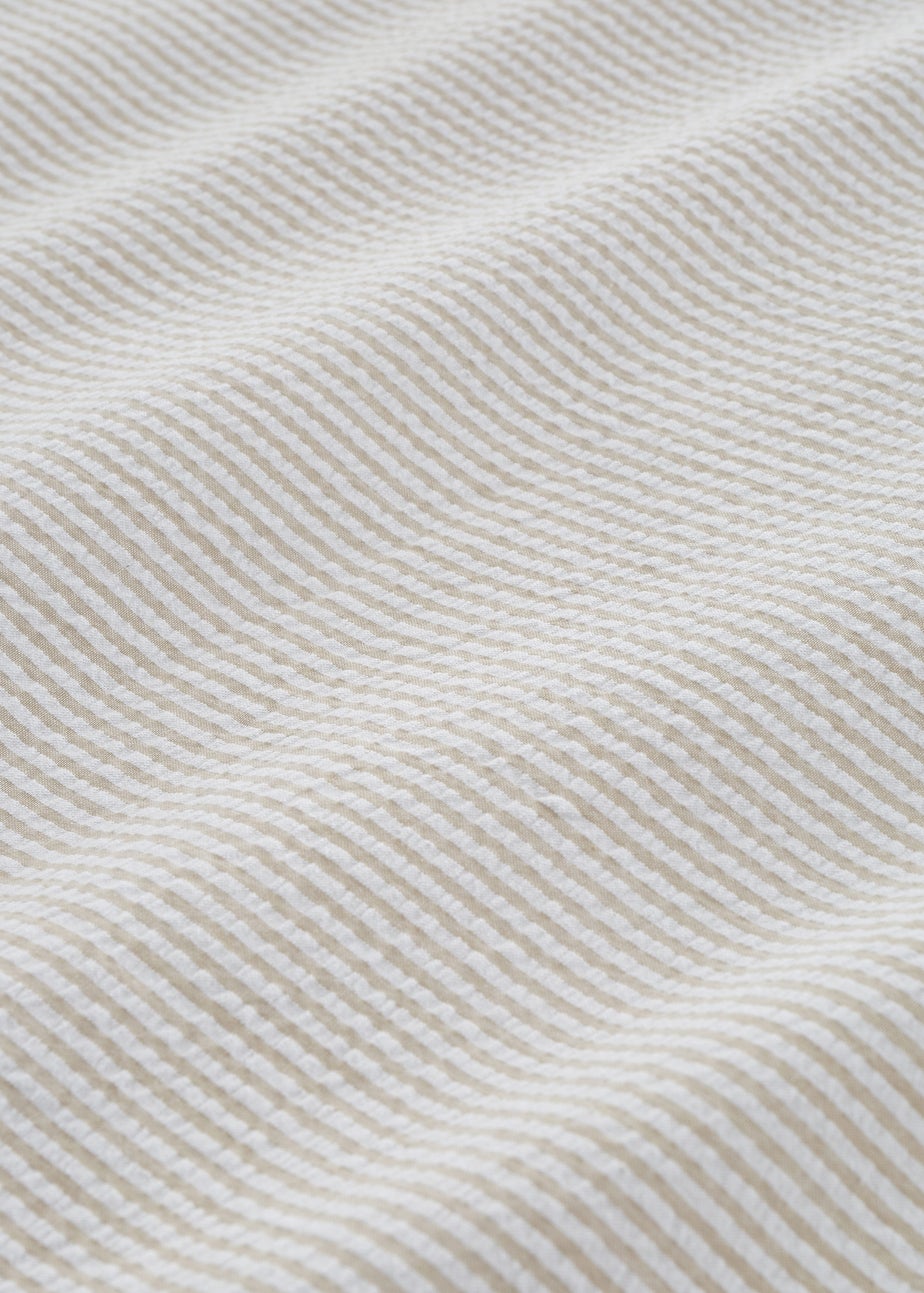 Bianca Fine Linens Seersucker Woven Stripe 180 Thread Count Cotton Duvet Cover Set Natural