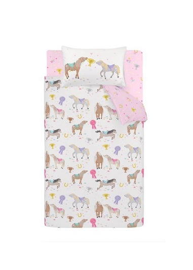 Catherine Lansfield Happy Horses Reversible Duvet Cover Set Cream