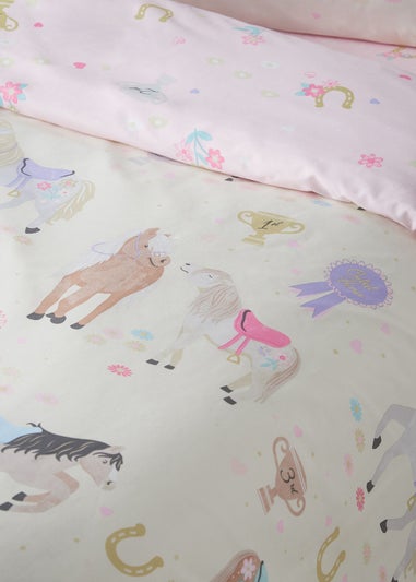 Catherine Lansfield Happy Horses Reversible Duvet Cover Set Cream
