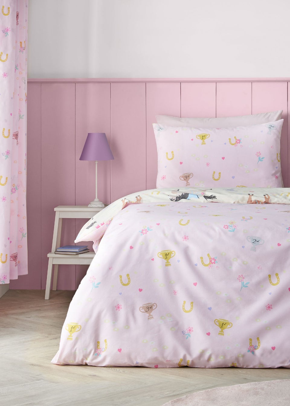 Catherine Lansfield Happy Horses Reversible Duvet Cover Set Cream