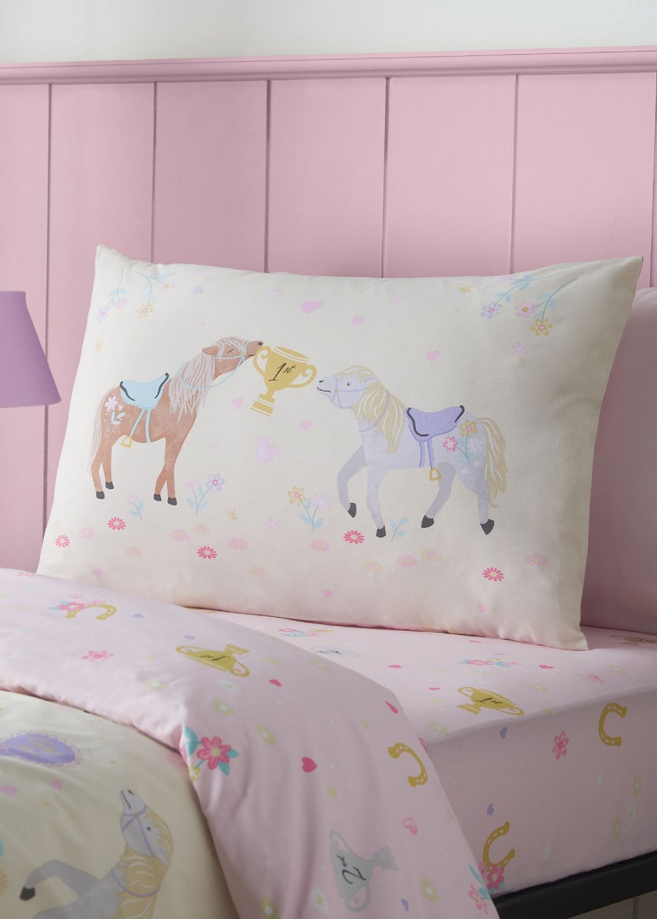 Catherine Lansfield Happy Horses Reversible Duvet Cover Set Cream