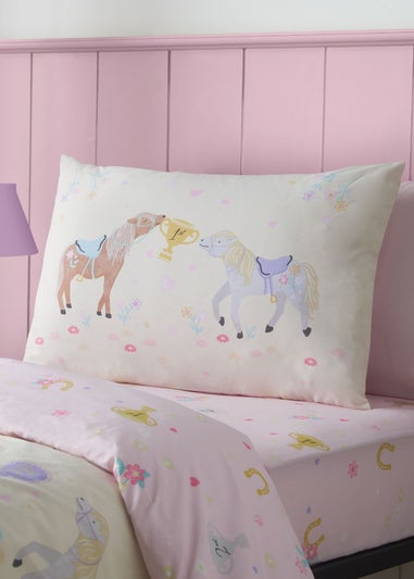 Catherine Lansfield Happy Horses Reversible Duvet Cover Set Cream