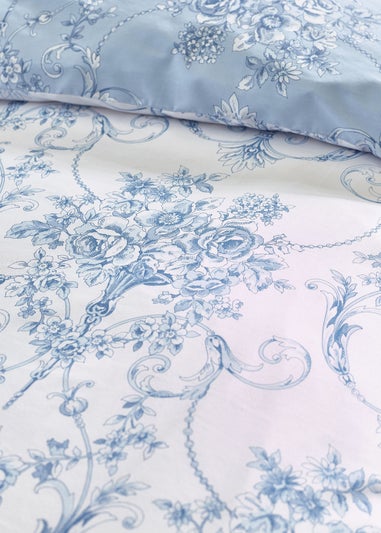 Catherine Lansfield Antoinette Damask Reversible Duvet Cover Set Blue