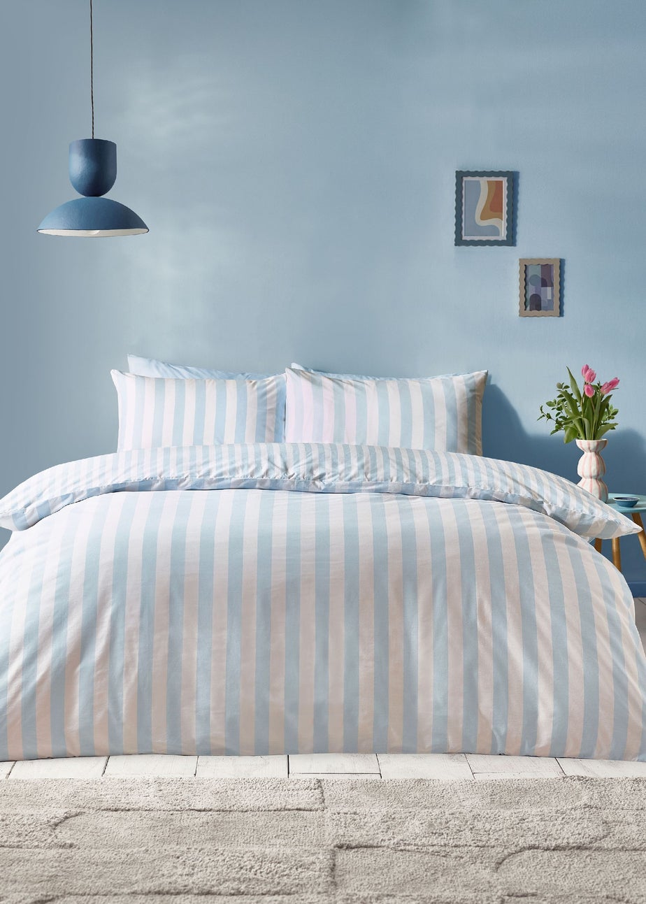 Sassy B Stripe Tease Reversible Duvet Cover Set Blue