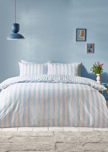 Sassy B Stripe Tease Reversible Duvet Cover Set Blue
