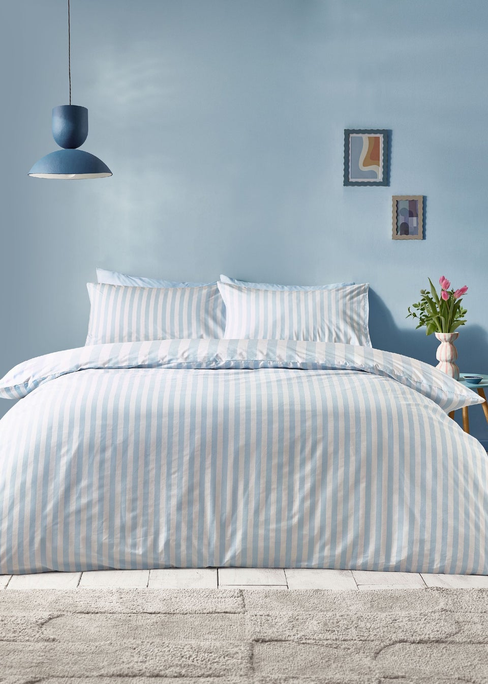 Sassy B Stripe Tease Reversible Duvet Cover Set Blue