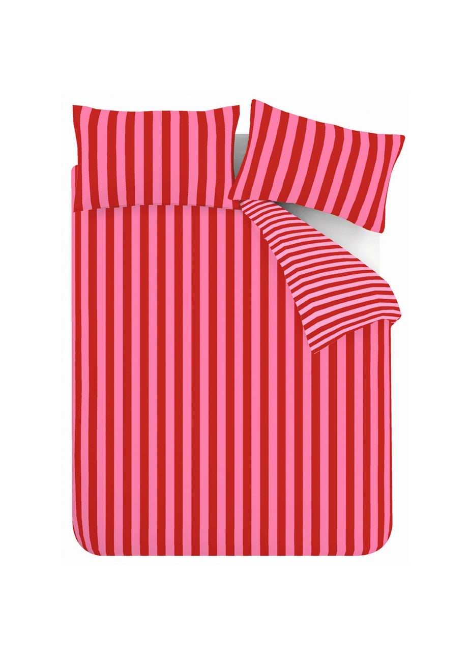 Sassy B Stripe Tease Reversible Duvet Cover Set Red