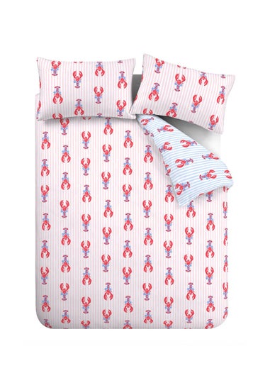 Sassy B Lobster Stripe Reversible Duvet Cover Set Pink