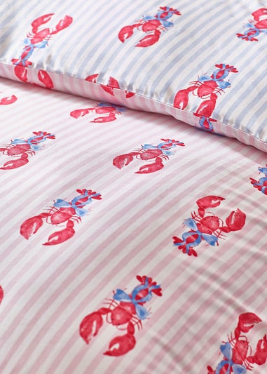 Sassy B Lobster Stripe Reversible Duvet Cover Set Pink