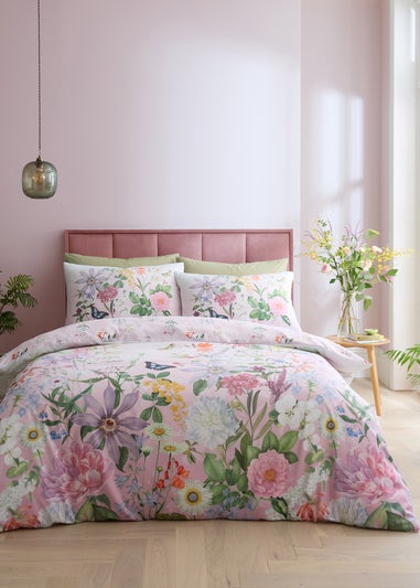 RHS x Catherine Lansfield Enchanted Butterfly Garden So Soft Duvet Cover Set Pink