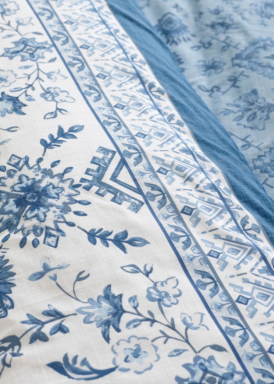 Catherine Lansfield Zoukara Floral Reversible Duvet Cover Set Blue