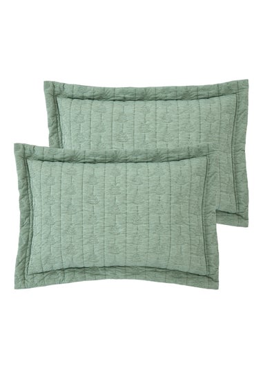 Pineapple Elephant Tamba Leaf Pinsonic Quilted Oxford Pillowcase Pair Green
