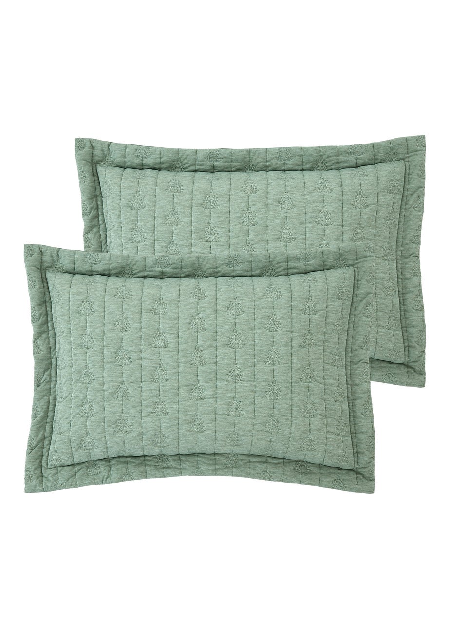 Pineapple Elephant Tamba Leaf Pinsonic Quilted Oxford Pillowcase Pair Green