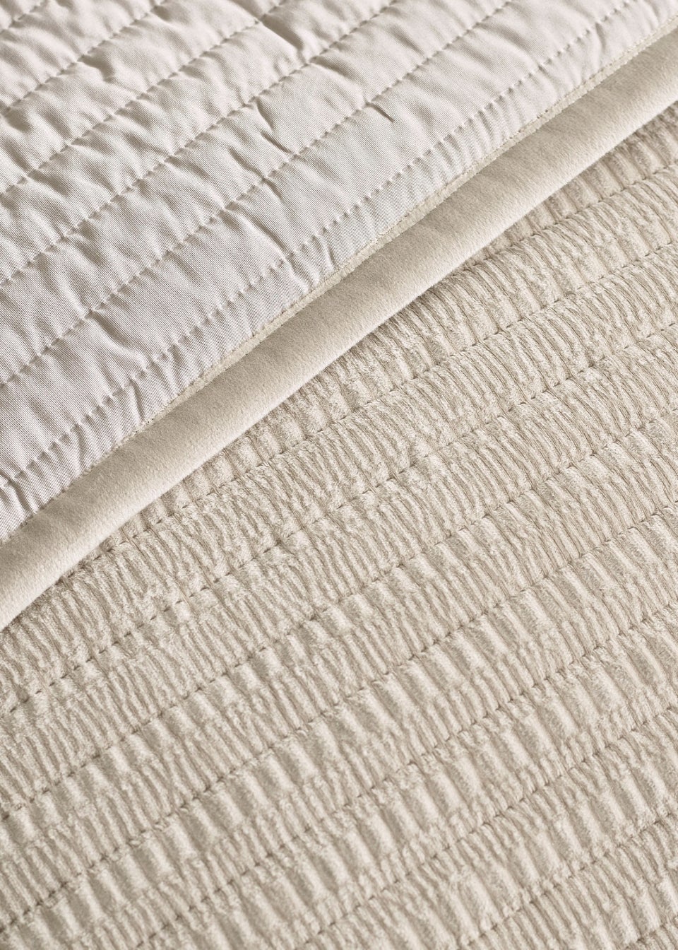 Catherine Lansfield Velvet Pinsonic Quilted 220x220cm Bedspread Natural