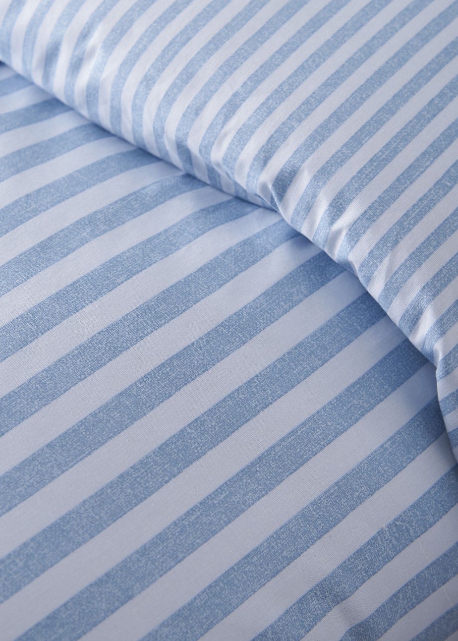 Catherine Lansfield Epping Textured Stripe Reversible Duvet Cover Set Blue