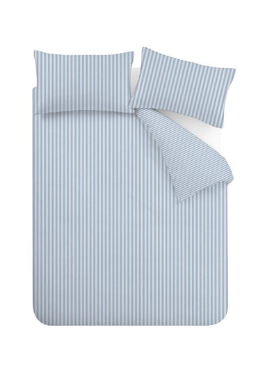 Catherine Lansfield Epping Textured Stripe Reversible Duvet Cover Set Blue