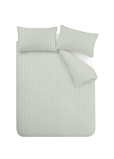 Catherine Lansfield Epping Textured Stripe Reversible Duvet Cover Set Green