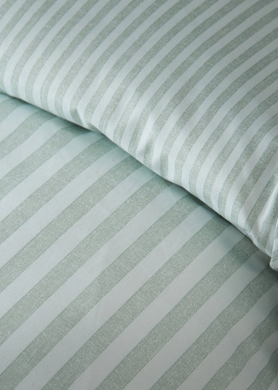 Catherine Lansfield Epping Textured Stripe Reversible Duvet Cover Set Green