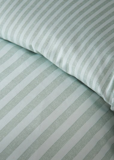 Catherine Lansfield Epping Textured Stripe Reversible Duvet Cover Set Green