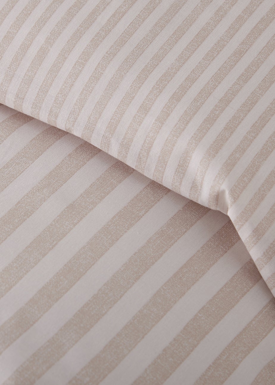 Catherine Lansfield Epping Textured Stripe Reversible Duvet Cover Set Natural
