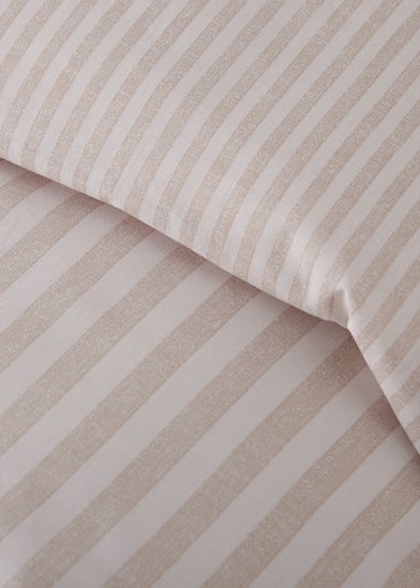 Catherine Lansfield Epping Textured Stripe Reversible Duvet Cover Set Natural