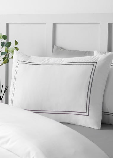 Catherine Lansfield So Soft Mono Satin Stitch Duvet Cover Set Silver