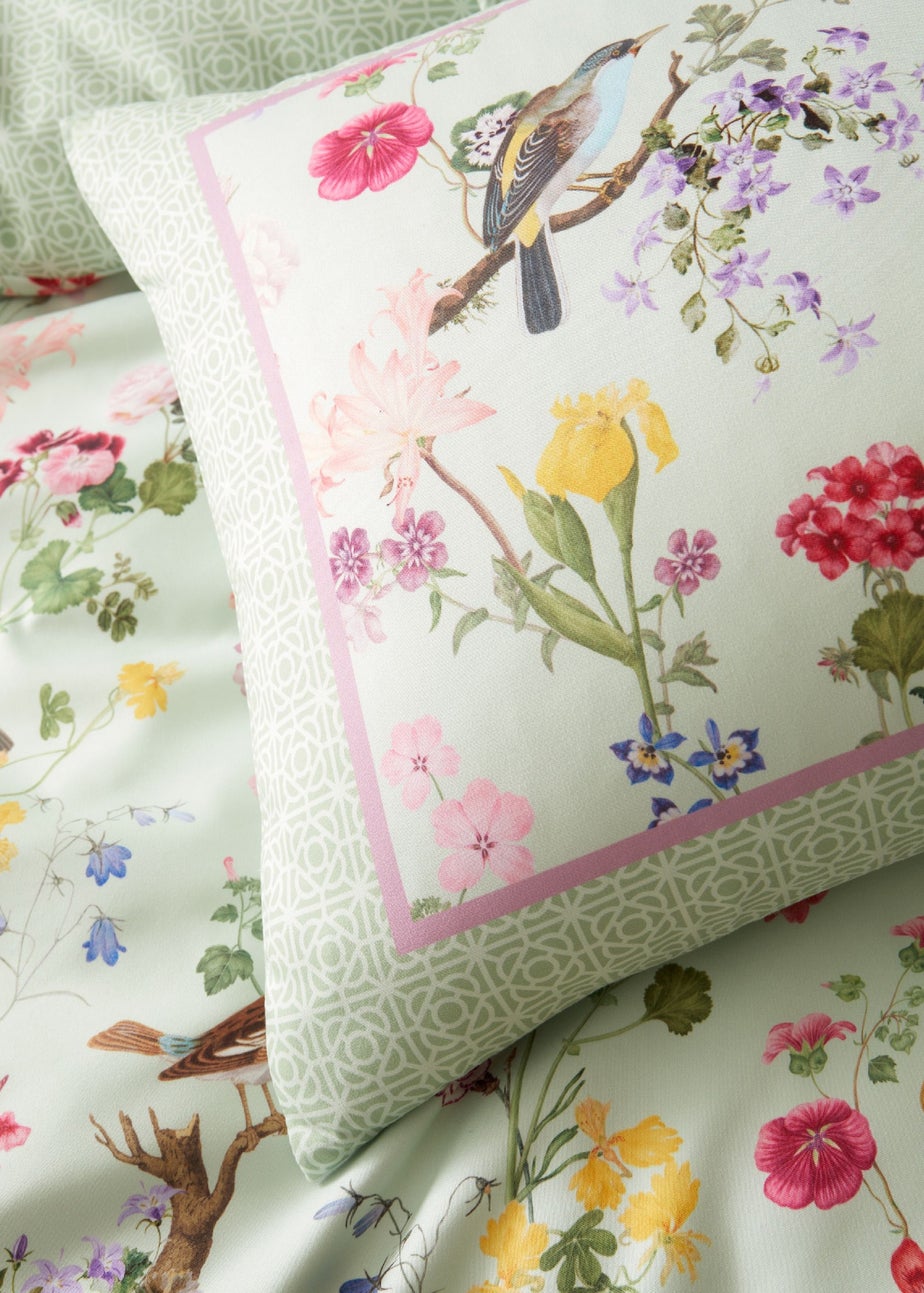 RHS x Catherine Lansfield Birds In Bloom So Soft Duvet Cover Set Green