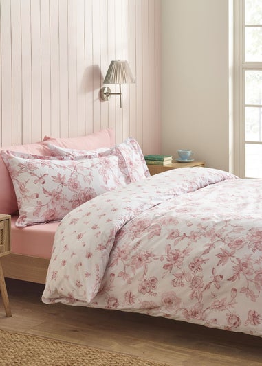 Catherine Lansfield Mirabelle Floral Reversible Duvet Cover Set Pink