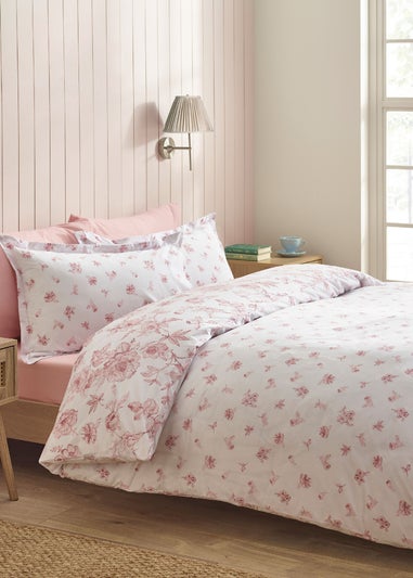 Catherine Lansfield Mirabelle Floral Reversible Duvet Cover Set Pink